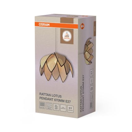 Osram - Závesný luster na lanku DECOR RATTAN 1xE27/15W/230V pr. 67 cm béžová/čierna