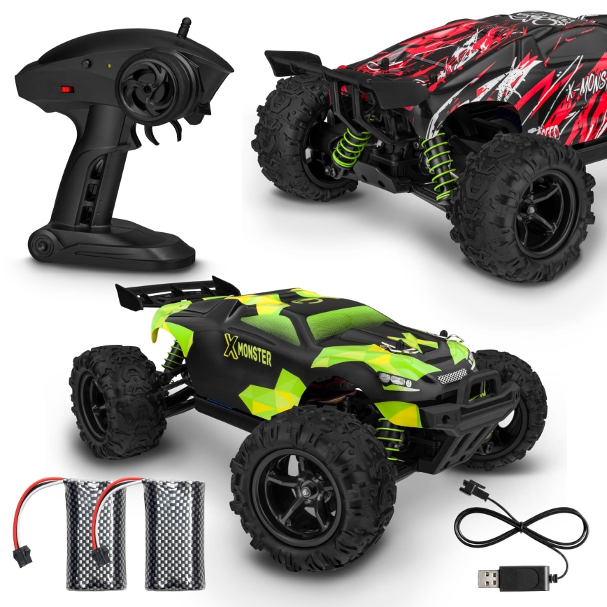 Overmax - RC auto na diaľkové ovládanie 2v1 X-MONSTER 3.5 1700 mAh čierna/červená/zelená