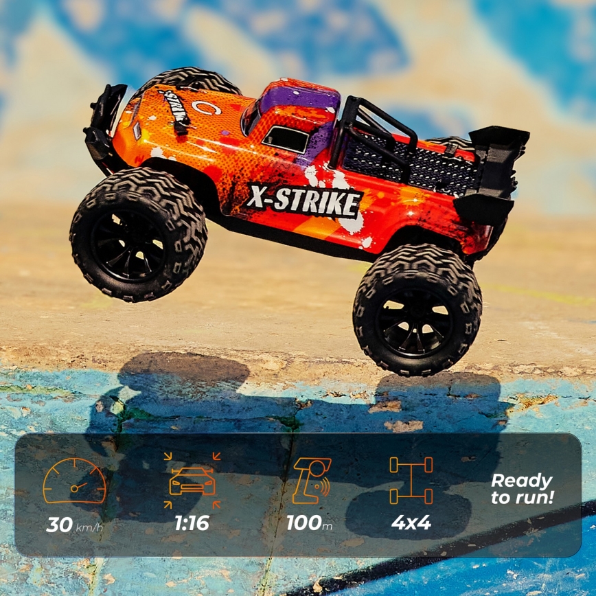 Overmax - RC auto na diaľkové ovládanie X-STRIKE 3000 mAh čierna/oranžová