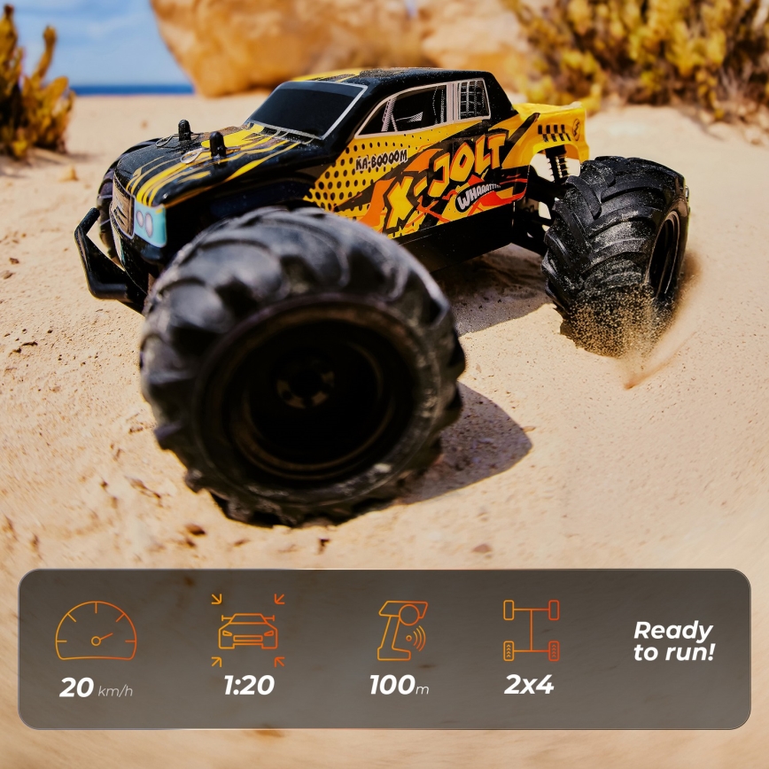 Overmax - RC auto s diaľkovým ovládaním X-JOLT 1000 mAh čierna/žltá