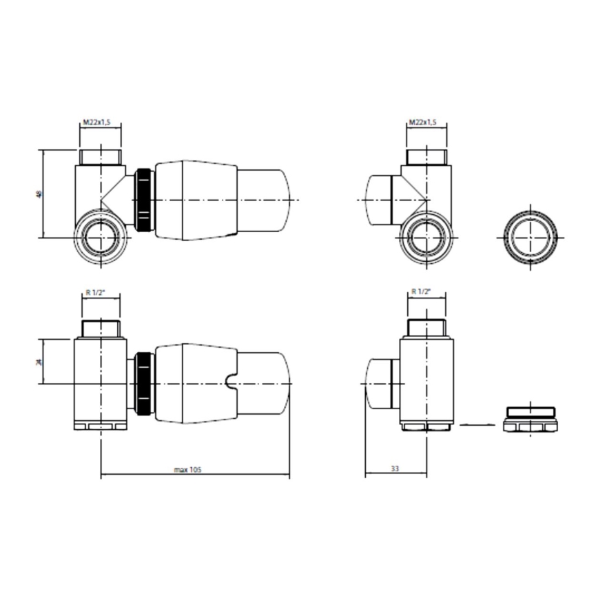 P.M.H. INTER-LC - Ventil s termostatickou hlavicou INTER ľavý/lesklý chróm