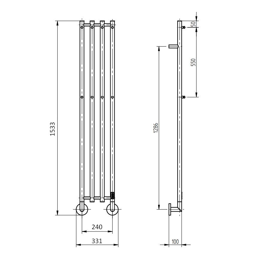P.M.H. MO1SS-L - Elektrický sušiak na uteráky MONA 93W/230V 153,3 cm IP44, leštená nerezová oceľ