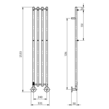 P.M.H. MO1SS-LK - Elektrický sušiak na uteráky MONA 93W/230V 153,3 cm IP44 leštená nerezová oceľ