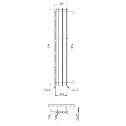 P.M.H. PX2C/4 - Kúpeľňový rebríkový radiátor PLUTO X 350W 150 cm lesklý chróm