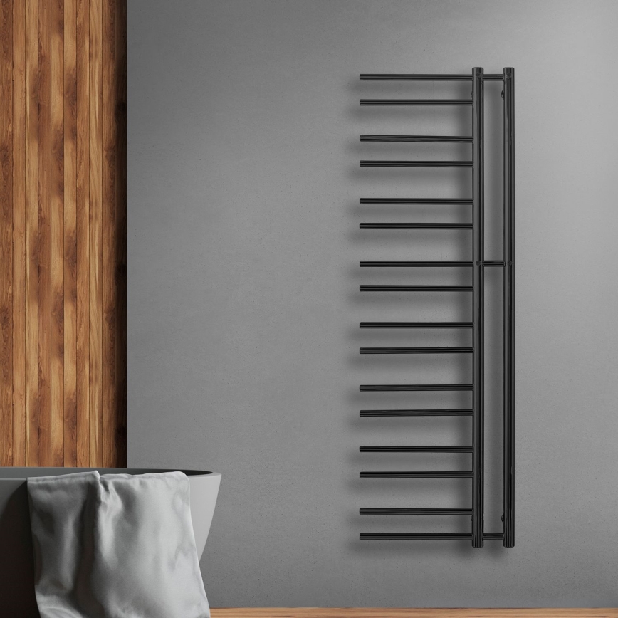 P.M.H. T2B-L - Kúpeľňový rebríkový radiátor THEIA 352W 154 cm ľavá/čierna