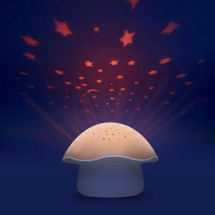 PABOBO - Projektor s melódiou STAR MUSHROOM 3xAA lososová