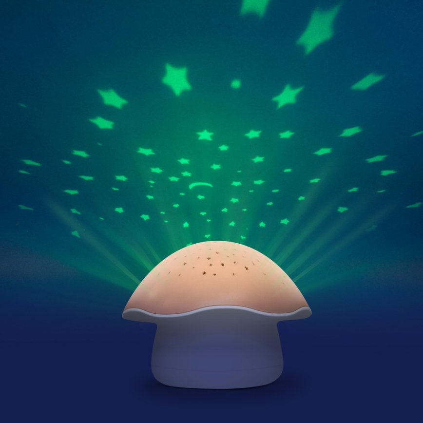 PABOBO - Projektor s melódiou STAR MUSHROOM 3xAA lososová