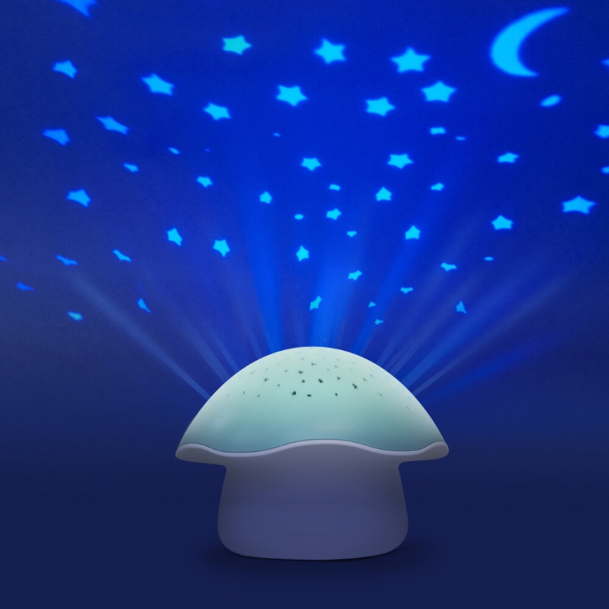 PABOBO - Projektor s melódiou STAR MUSHROOM 3xAA modrá