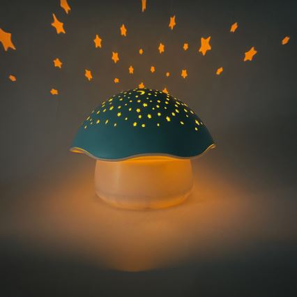 PABOBO - Projektor s melódiou STAR MUSHROOM 3xAA modrá