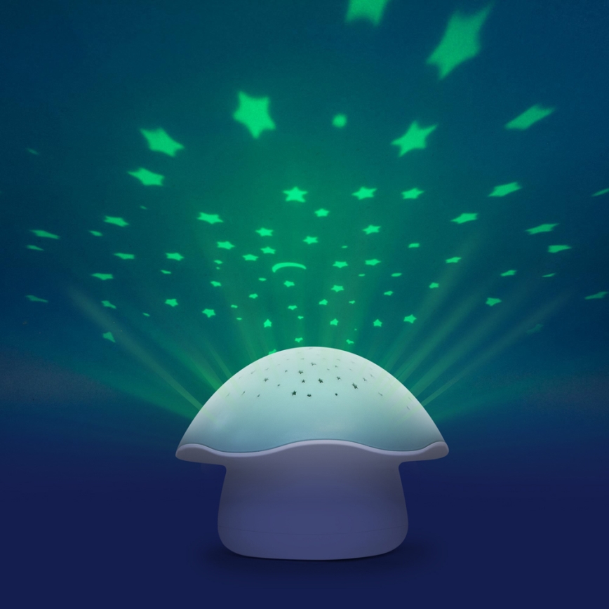 PABOBO - Projektor s melódiou STAR MUSHROOM 3xAA modrá