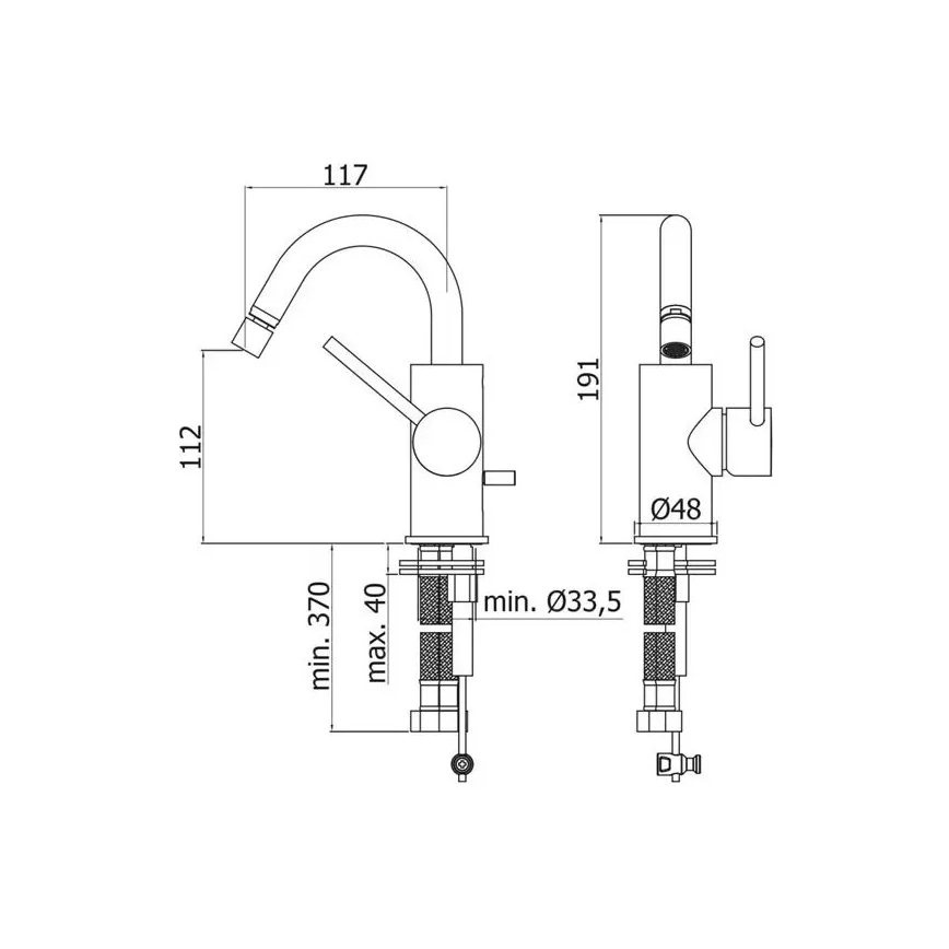 Paffoni - Bidetová batéria LIGHT čierna