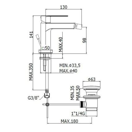 Paffoni - Bidetová batéria + výpusť TANGO nerez