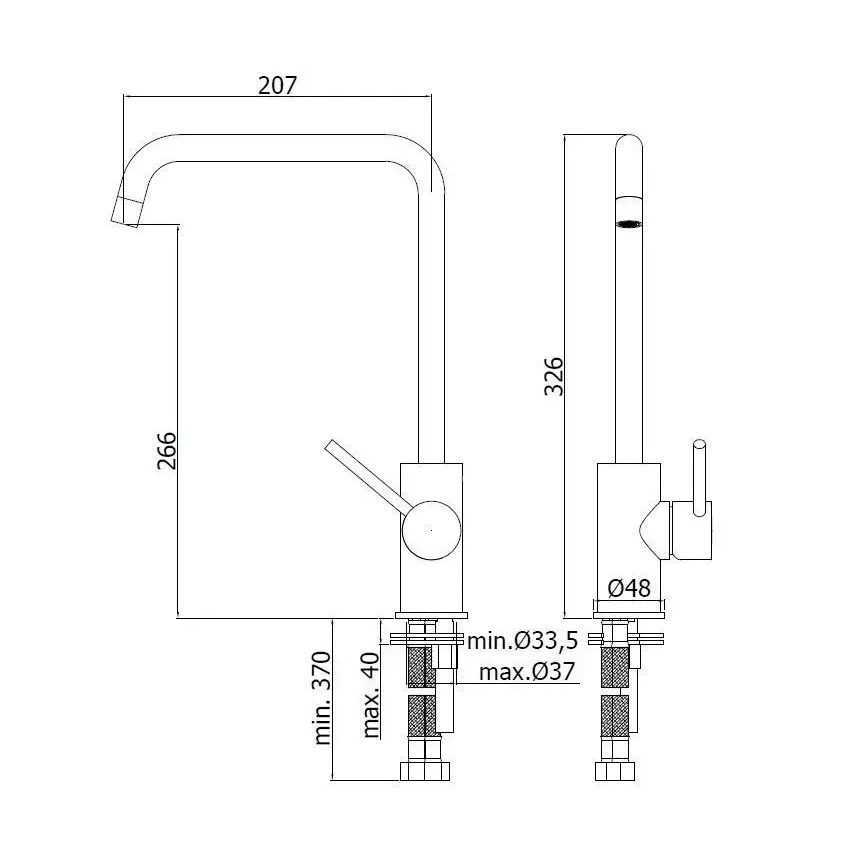 Paffoni - Drezová batéria LIGHT 32,6 cm lesklý chróm