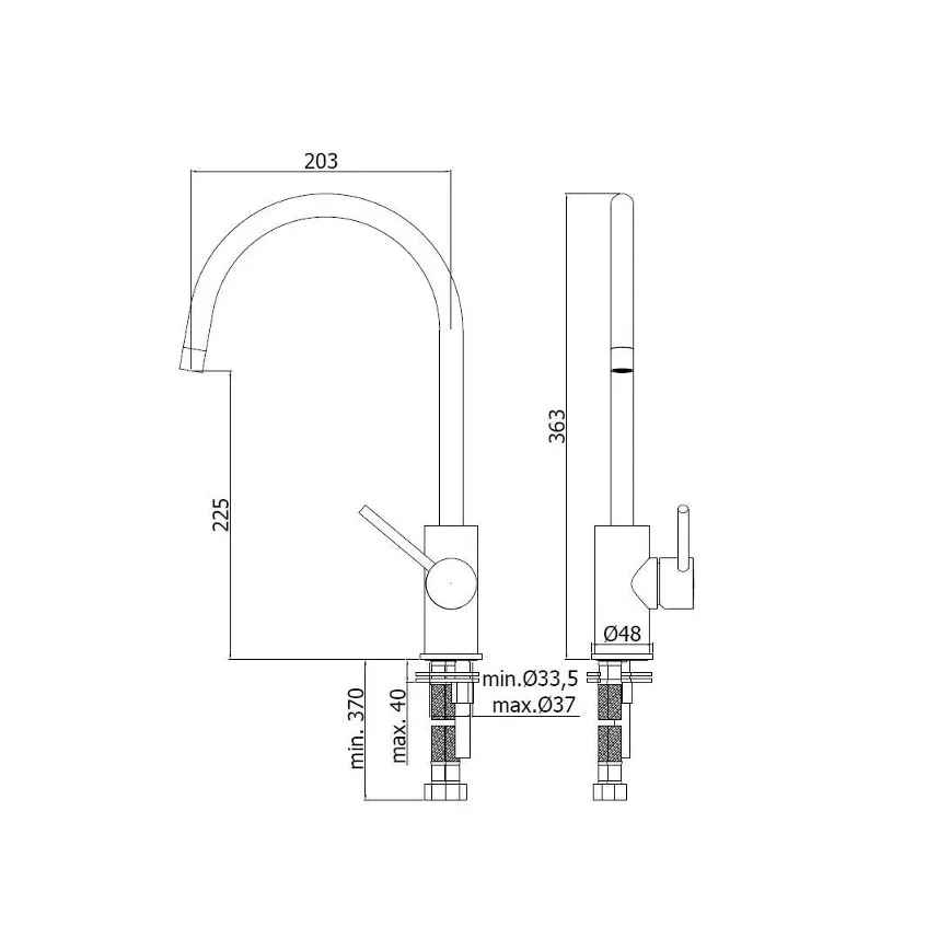 Paffoni - Drezová batéria LIGHT 36,3 cm lesklý chróm