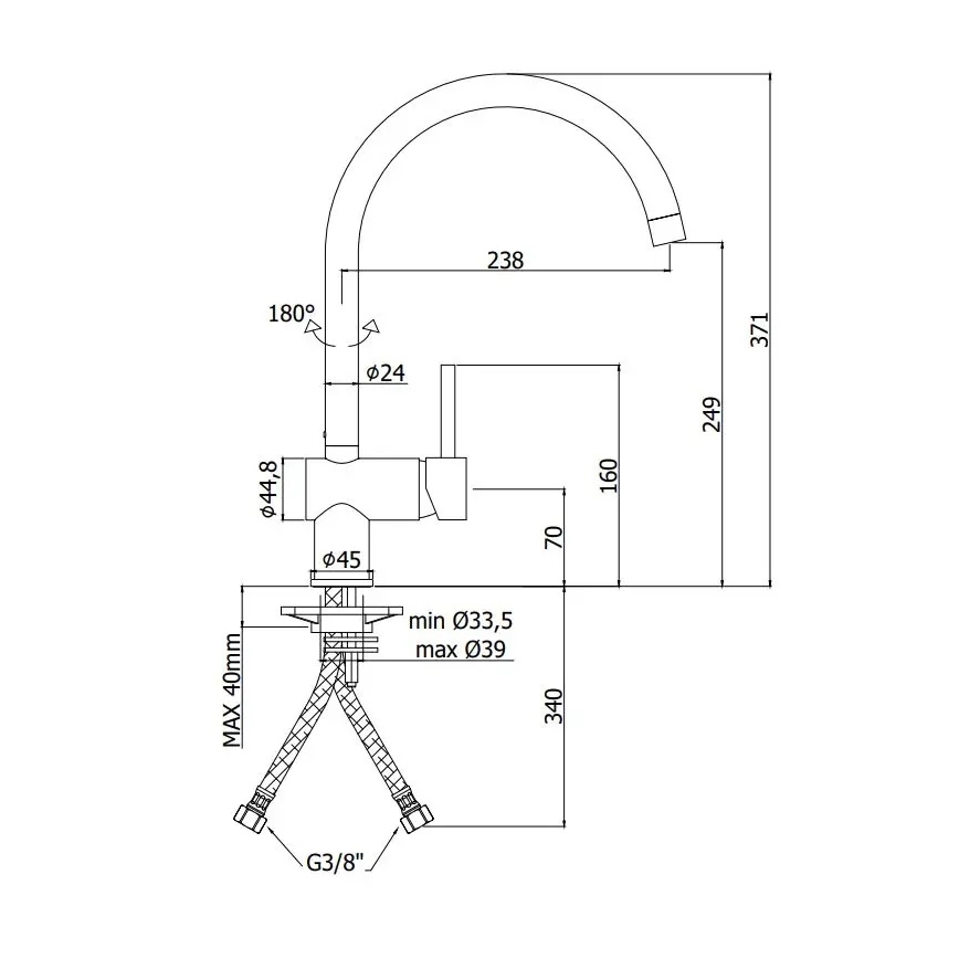 Paffoni - Drezová batéria LIGHT čierna