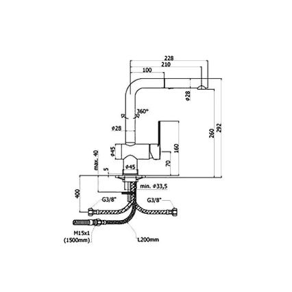 Paffoni - Drezová batéria s vysúvacou sprškou RINGO 29,2 cm