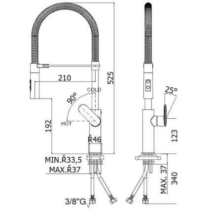 Paffoni - Drezová batéria s vysúvateľnou sprškou CANDY 52,5 cm čierna