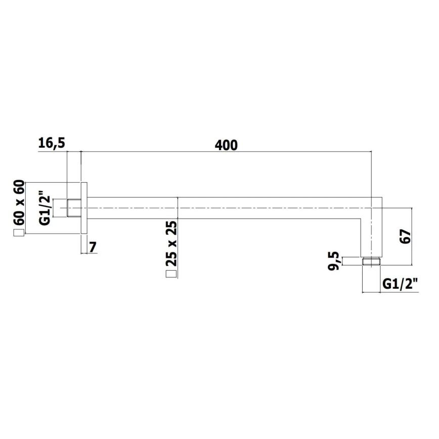 Paffoni - Hranaté sprchové rameno 40 cm čierne