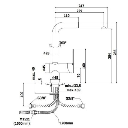 Paffoni - Kuchynská batéria RINGO s vysúvacou sprškou, čierna
