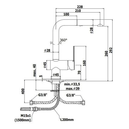 Paffoni - Kuchynská batéria s výsuvnou sprškou RINGO 29,2 cm čierna