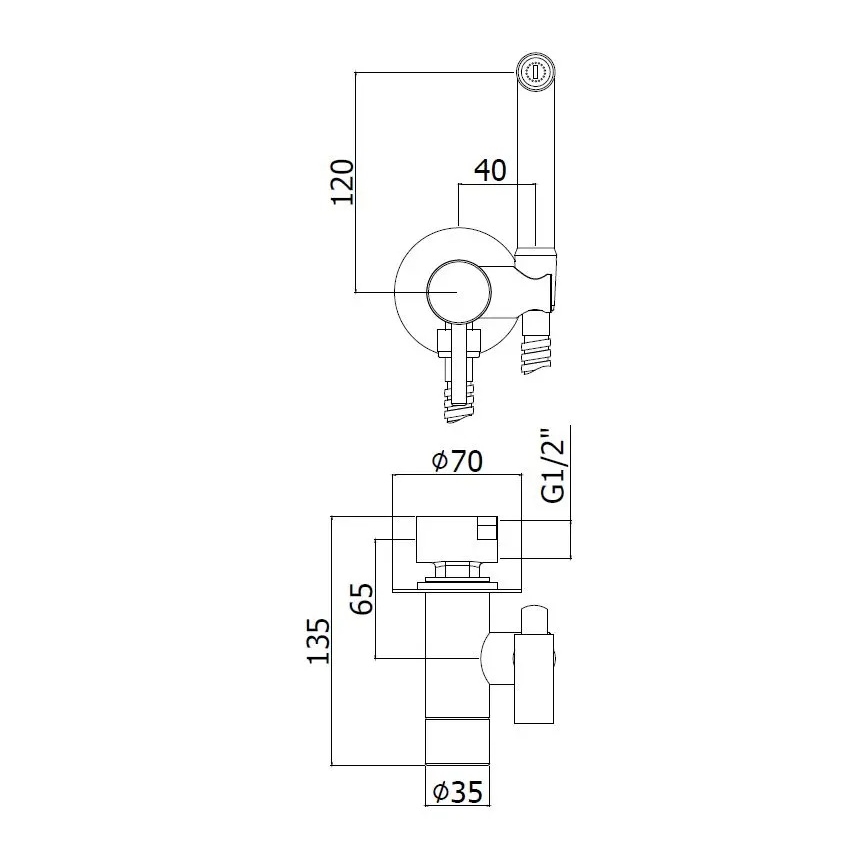 Paffoni - Nástenná sada s ručnou bidetovou sprškou pre podomietkovú inštaláciu KIT, lesklý chróm