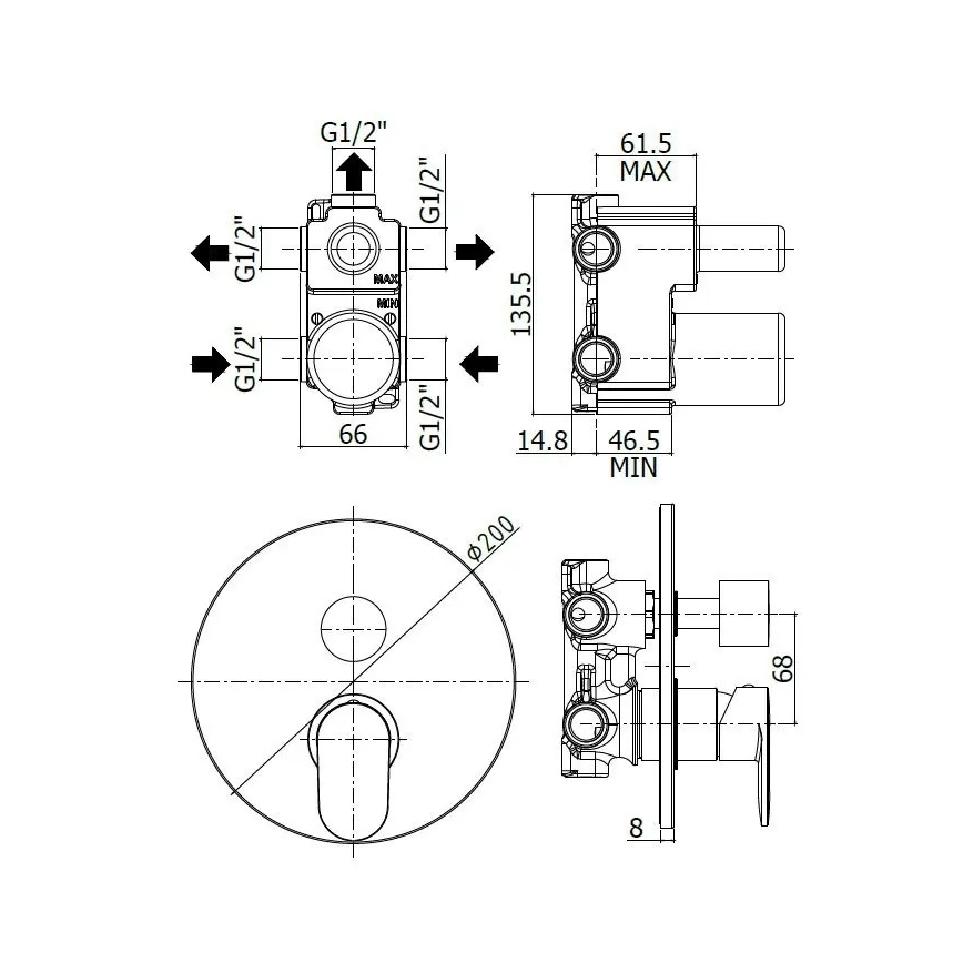 Paffoni - Podomietková sprchová batéria CANDY, lesklý chróm