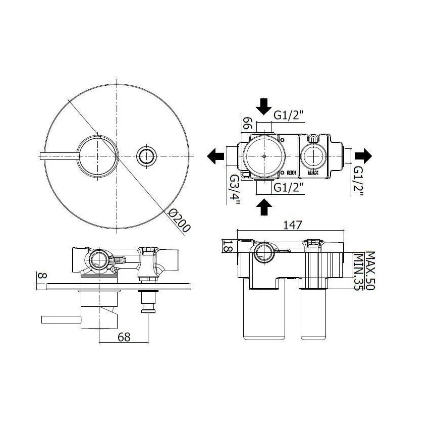 Paffoni - Podomietková sprchová batéria LIGHT, čierna