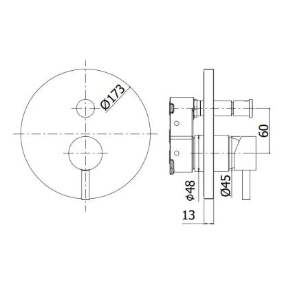 Paffoni - Sprchová batéria LIGHT pre podomietkovú inštaláciu, lesklý chróm