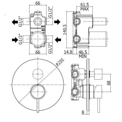 Paffoni - Sprchová batéria LIGHT pre podomietkovú inštaláciu, nerez
