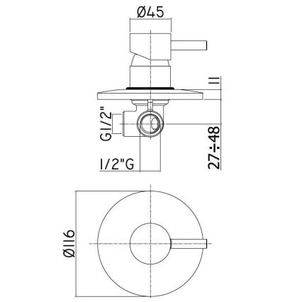 Paffoni - Sprchová batéria pre podomietkovú inštaláciu LIGHT lesklý chróm