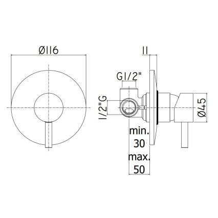 Paffoni - Sprchová batéria pre podomietkovú inštaláciu LIGHT matný chróm