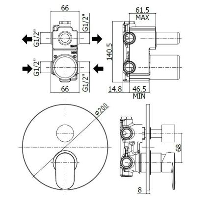Paffoni - Sprchová batéria pre podomietkovú montáž CANDY, lesklý chróm