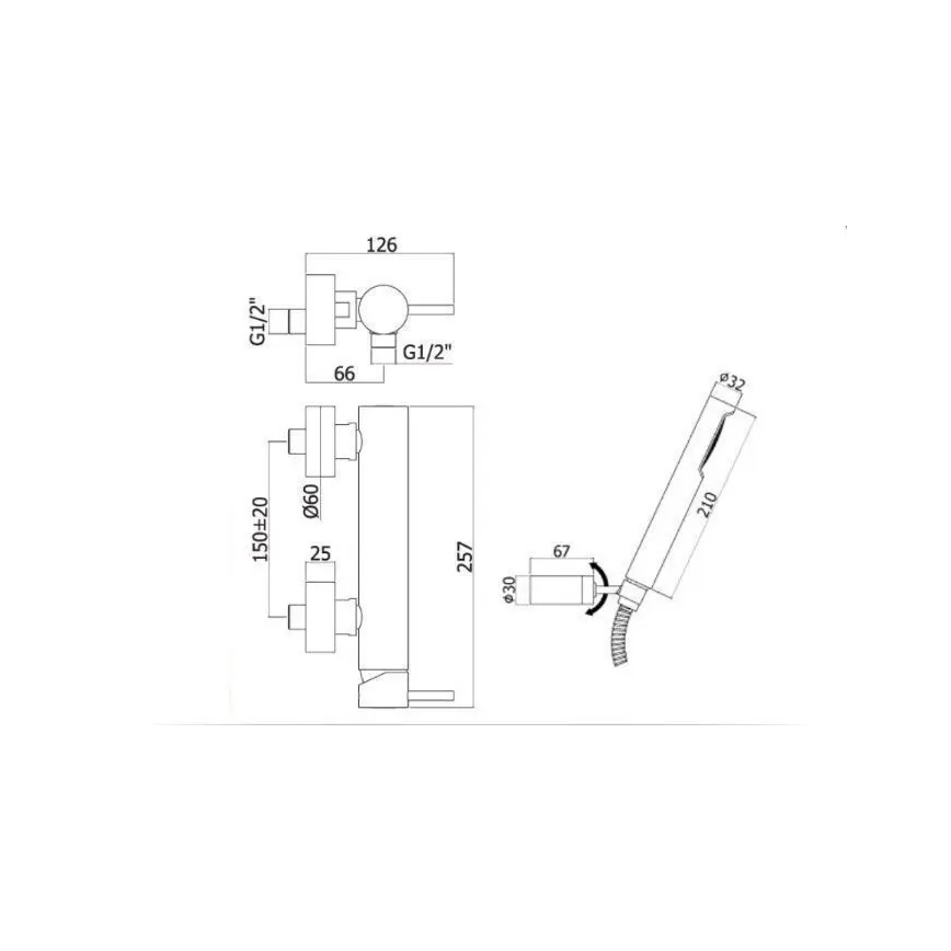 Paffoni - sprchová súprava s batériou LIGHT, matná čierna
