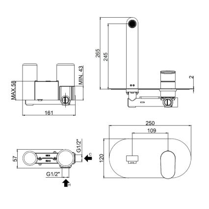 Paffoni - Umývadlová batéria CANDY na podomietkovú inštaláciu, lesklý chróm