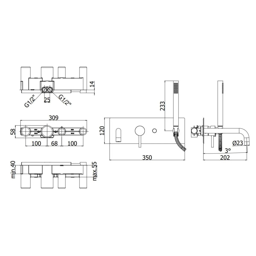 Paffoni - Vaňová súprava LIGHT čierna