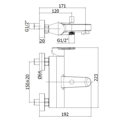 Paffoni - Vaňová súprava s batériou CANDY lesklý chróm