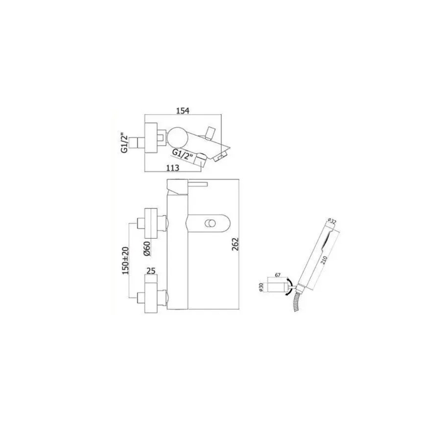 Paffoni - Vaňová súprava s batériou LIGHT čierna