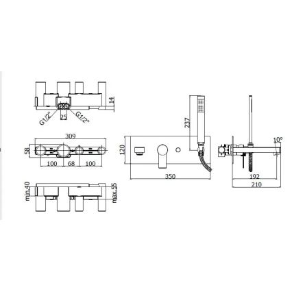 Paffoni - vaňová súprava s batériou pre podomietkovú inštaláciu TANGO v lesklom chróme