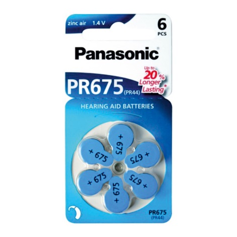 Panasonic - 6 ks Batéria do naslúchadiel PR- 675 1,4V