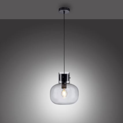 Paul Neuhaus 2003-25 - Luster na lanku SHITAKE 1xE27/10W/230V pr. 25 cm dymová