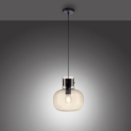 Paul Neuhaus 2003-27 - Luster na lanku SHITAKE 1xE27/10W/230V pr. 25 cm dymová