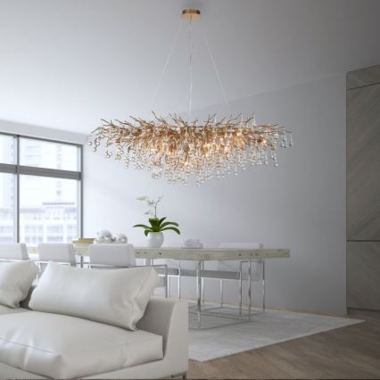 Paul Neuhaus 2031-11 - Luster na lanku ICICLE 15xG9/40W/230V 75x150 cm mosadz