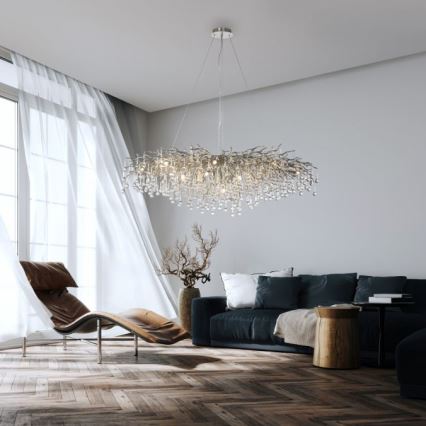 Paul Neuhaus 2031-55 - Luster na lanku ICICLE 15xG9/40W/230V 75x150 cm lesklý chróm