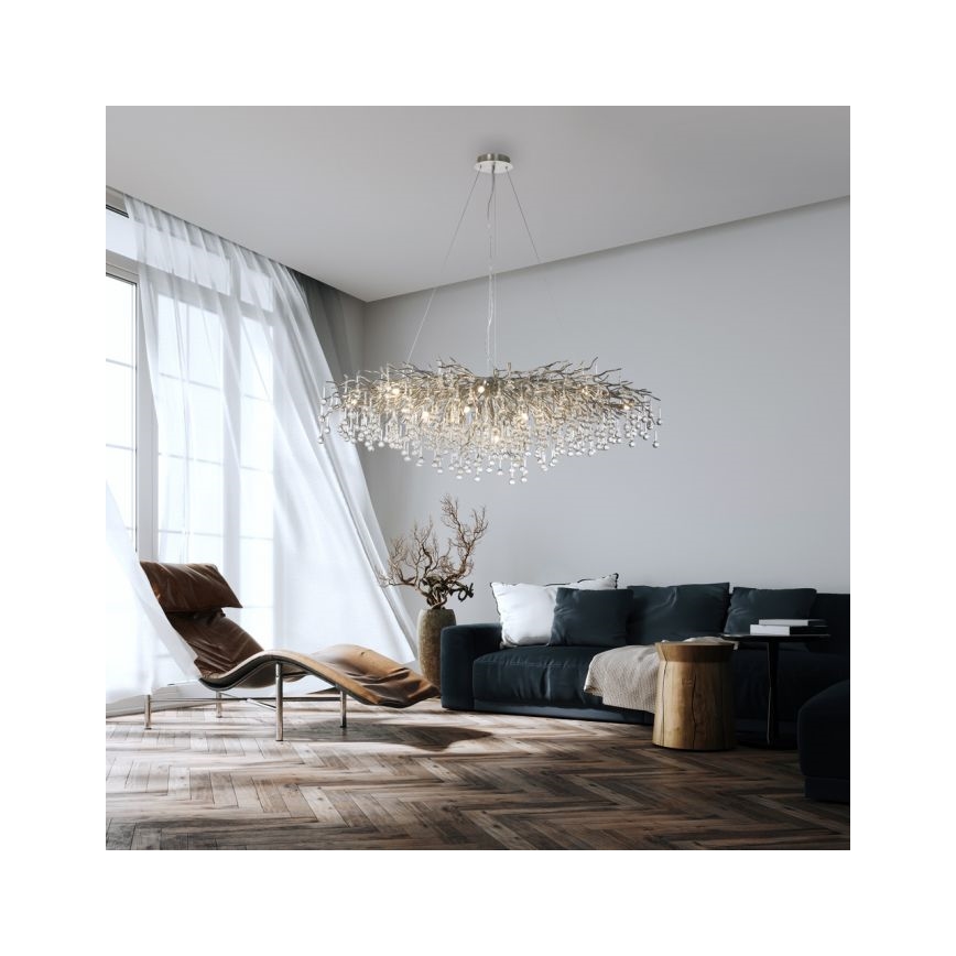 Paul Neuhaus 2031-55 - Luster na lanku ICICLE 15xG9/40W/230V 75x150 cm lesklý chróm