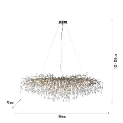 Paul Neuhaus 2031-55 - Luster na lanku ICICLE 15xG9/40W/230V 75x150 cm lesklý chróm