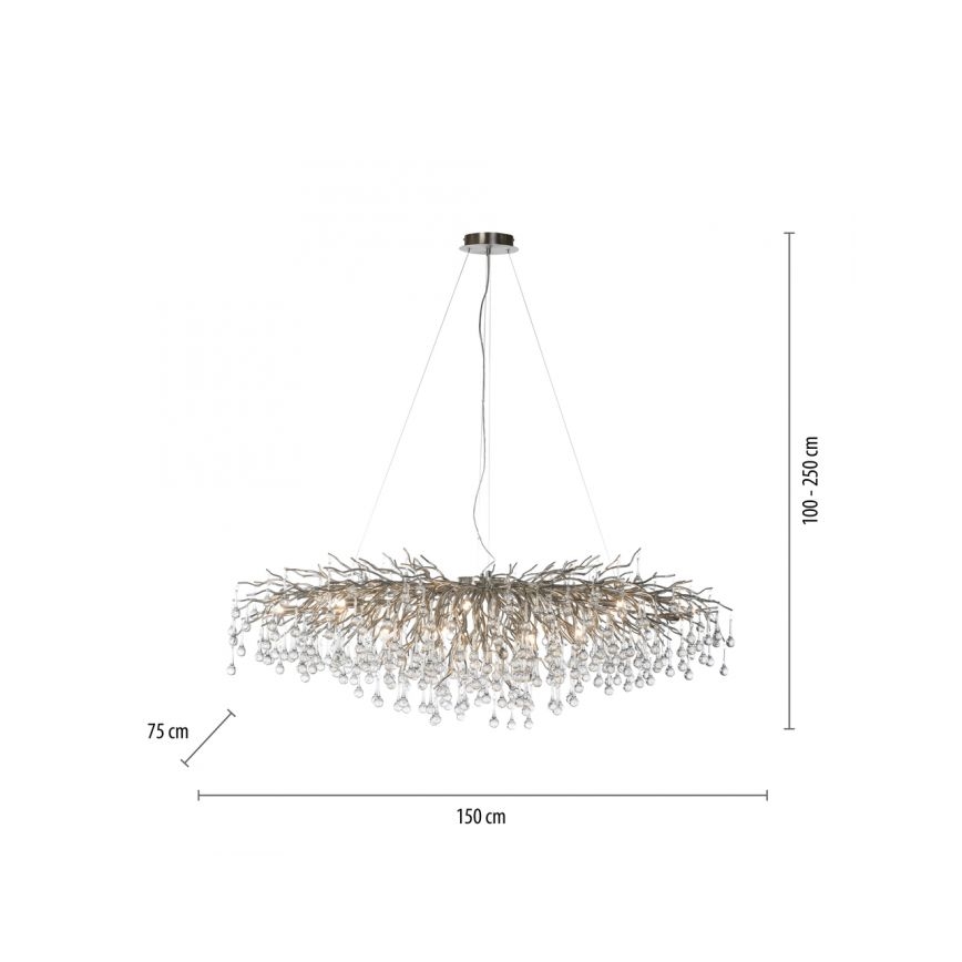 Paul Neuhaus 2031-55 - Luster na lanku ICICLE 15xG9/40W/230V 75x150 cm lesklý chróm