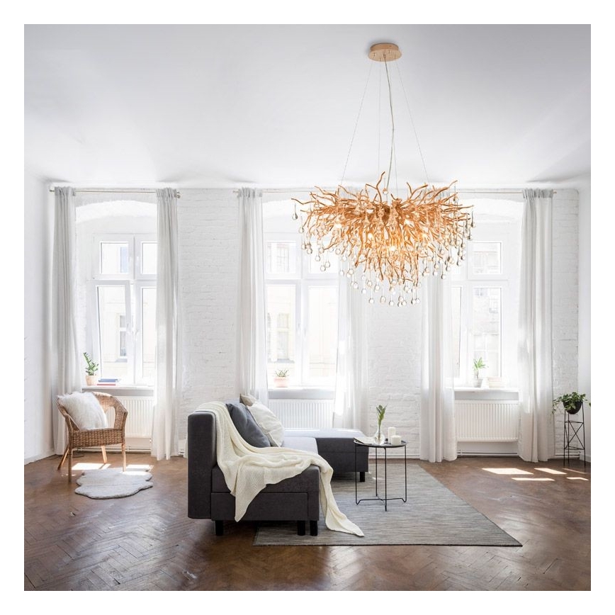 Paul Neuhaus 2192-11 - Luster na lanku ICICLE 10xG9/40W/230V 50x100 cm mosadz