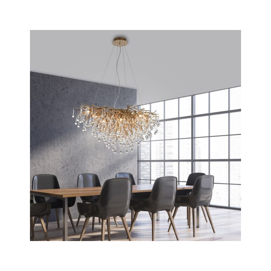Paul Neuhaus 2192-11 - Luster na lanku ICICLE 10xG9/40W/230V 50x100 cm mosadz