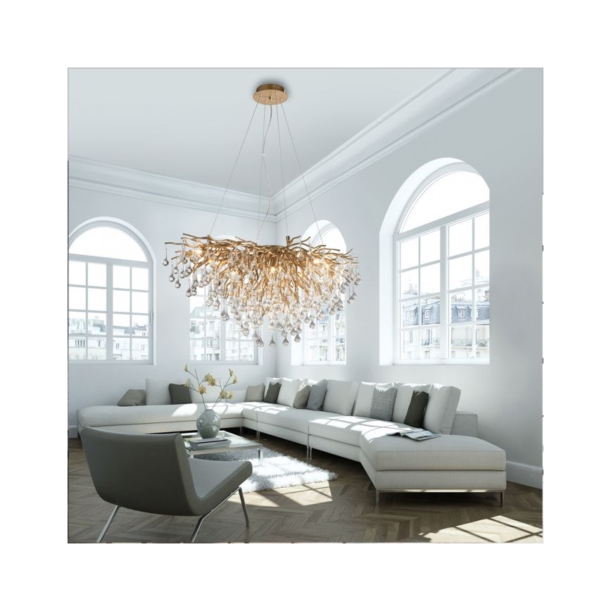 Paul Neuhaus 2192-11 - Luster na lanku ICICLE 10xG9/40W/230V 50x100 cm mosadz