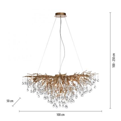 Paul Neuhaus 2192-11 - Luster na lanku ICICLE 10xG9/40W/230V 50x100 cm mosadz